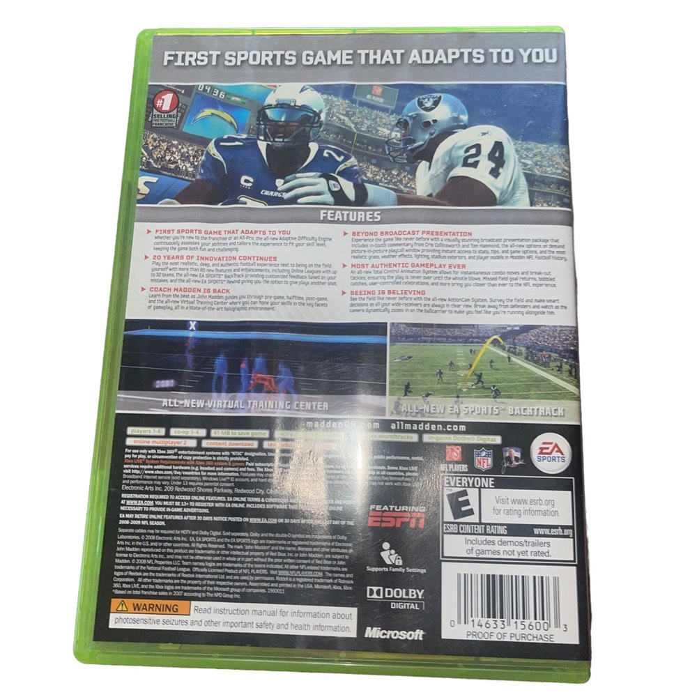 Madden NFL 09 (Microsoft Xbox 360, 2008) FAST SHIPPING  Video Games - Picture 2 of 5